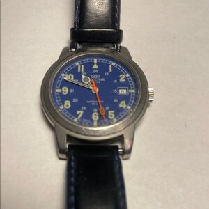 Glycine Automatic Antique Wristwatch with Blue Dial and Blue Strap